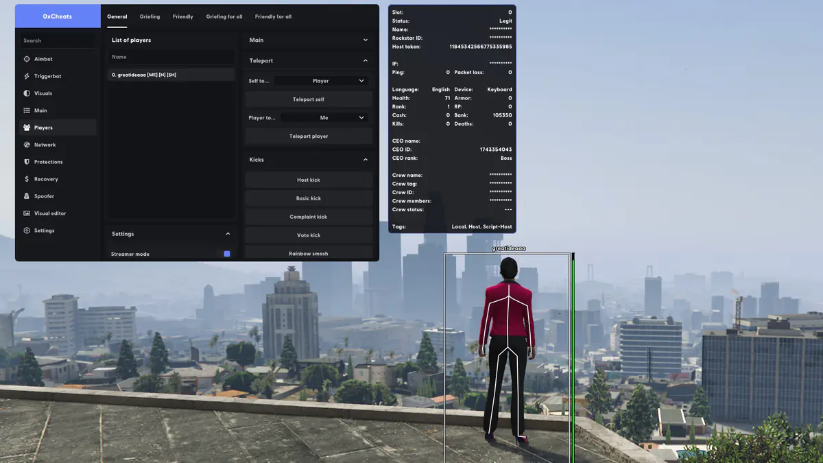 0xCheats GTA V (Enhanced) — GTA 5 screenshot 1